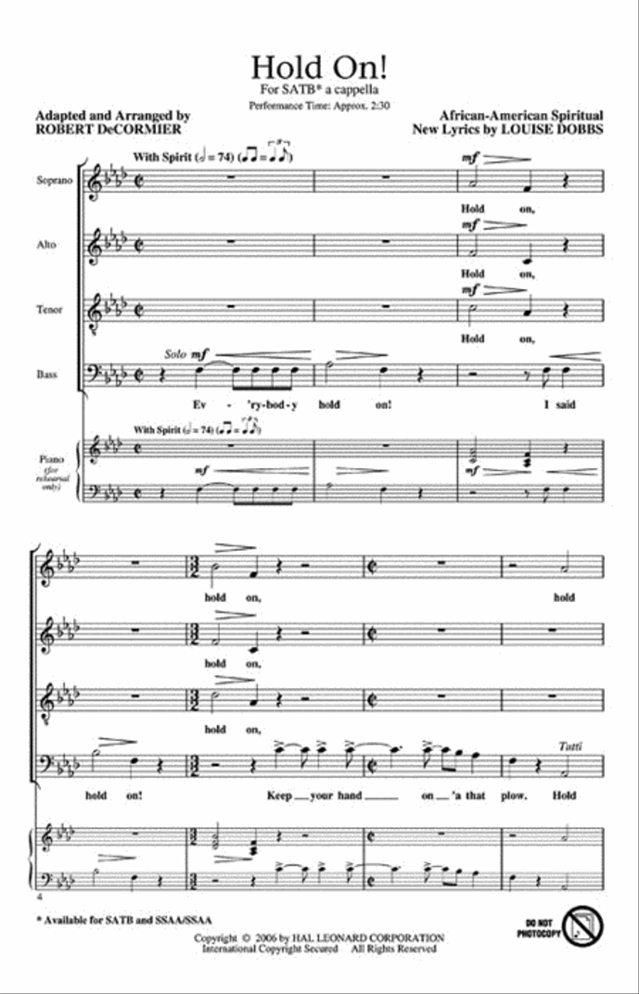 Hold On! 4-Part scores gallery preview page 2