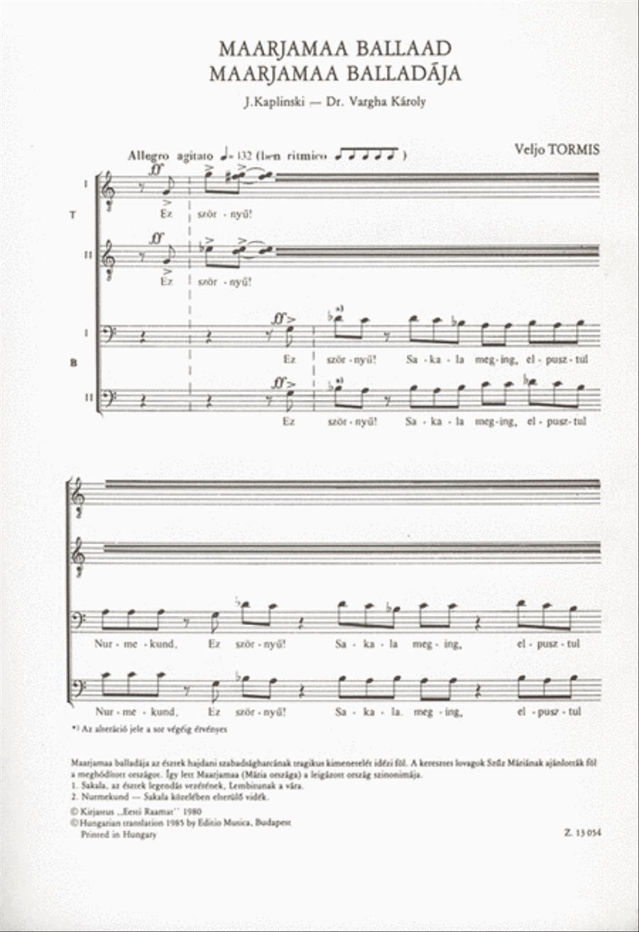 Maarjamaa balladája A Cappella scores gallery preview page 2