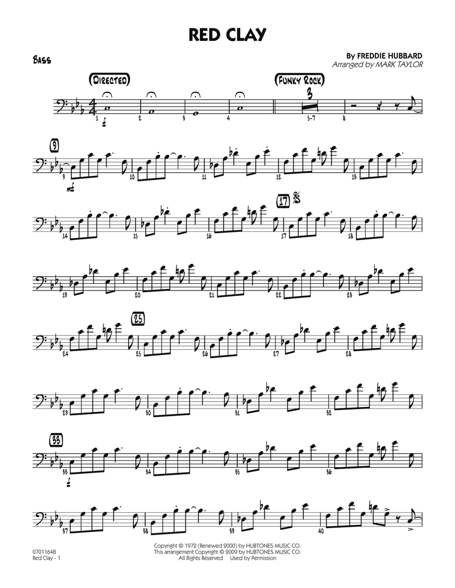 Red Clay - Bass Red Clay - Bass Jazz Ensemble scores gallery preview page 1