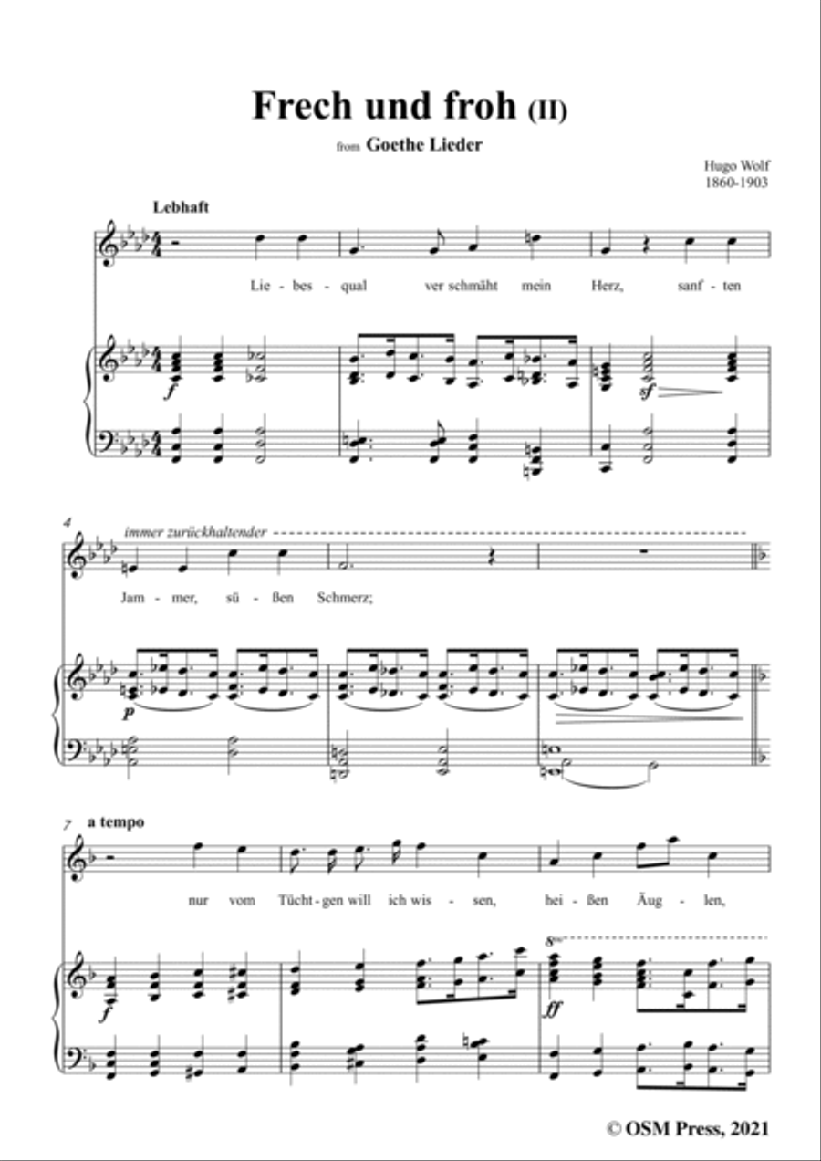 Wolf-Frech und froh II,in f minor,IHW10 No.17,from Goethe Lieder,for Voice and Piano Voice Solo scores gallery preview page 3