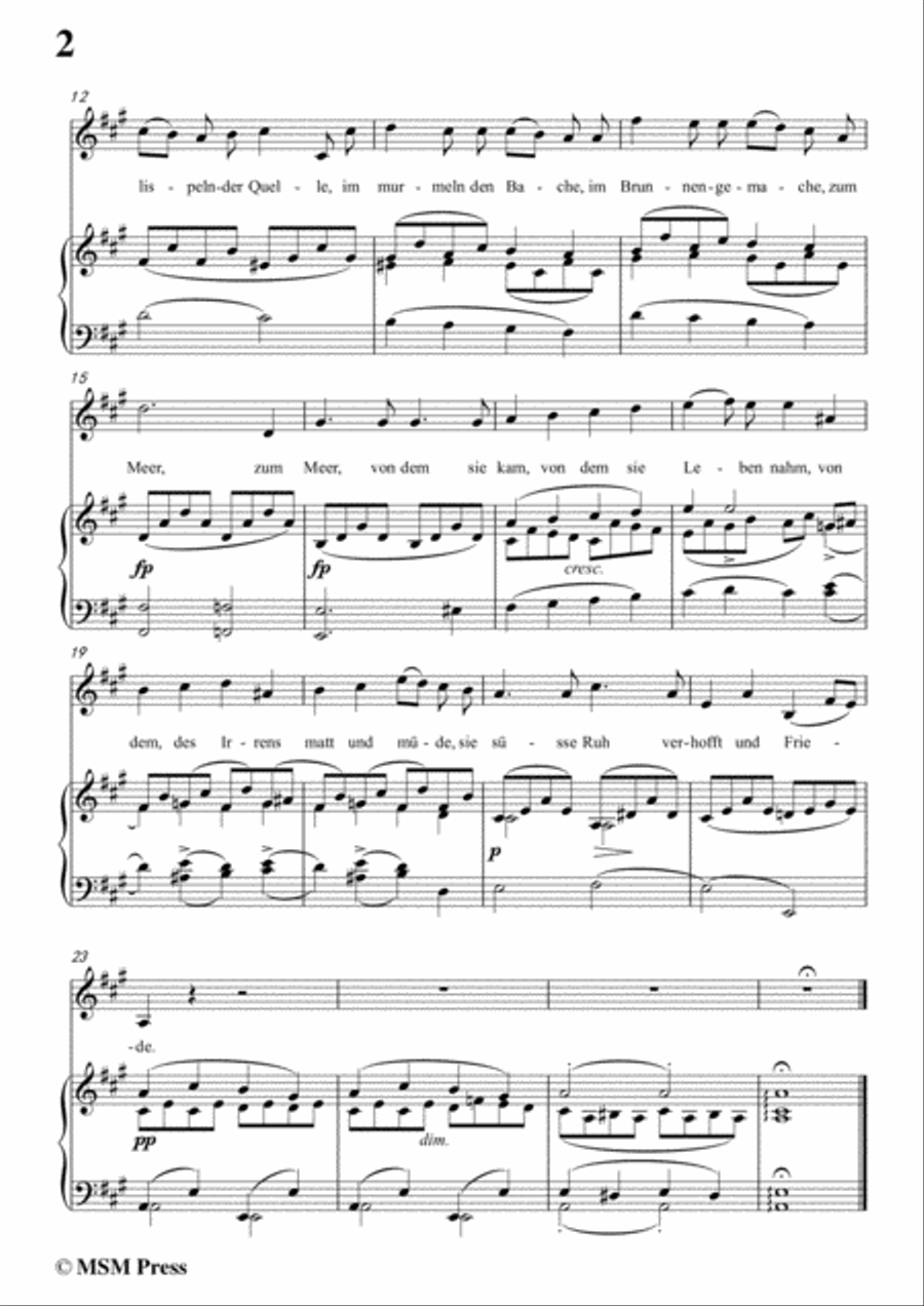Schubert-Leiden der Trennung,in A Major,for Voice&Piano Voice scores gallery preview page 4