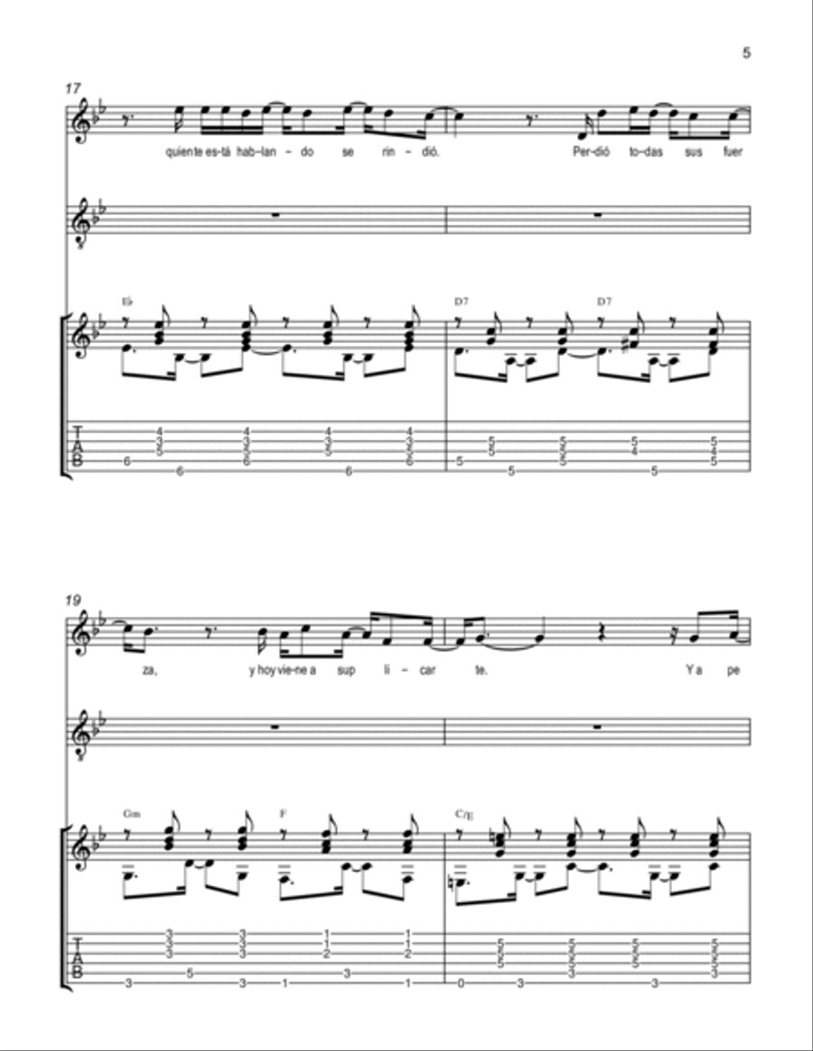 Perdoname Guitar Tablature scores gallery preview page 5