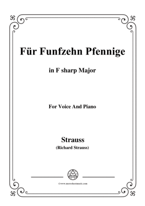 Book cover for Richard Strauss-Für Funfzehn Pfennige in F sharp Major,for Voice and Piano