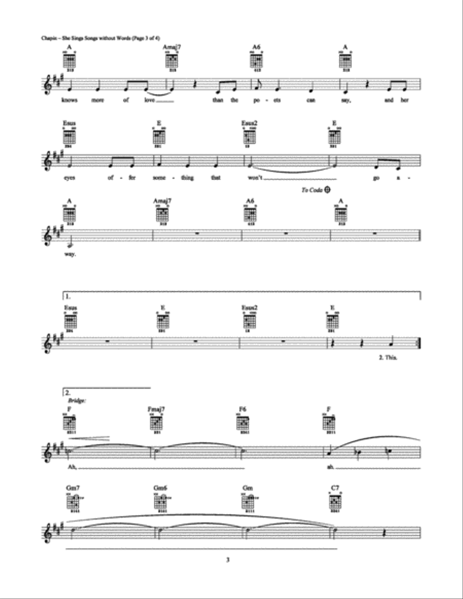 She Sings Songs without Words Electric Guitar scores gallery preview page 3