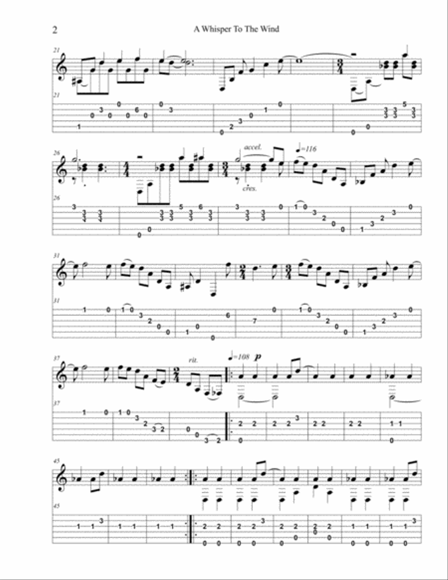 A Whisper to the Wind A Whisper to the Wind Classical Guitar scores gallery preview page 2