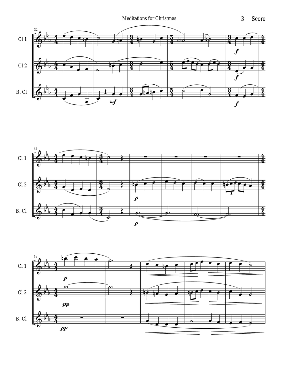 Meditations for Christmas, Russian Chant for Clarinet Trio Clarinet Trio scores gallery preview page 3