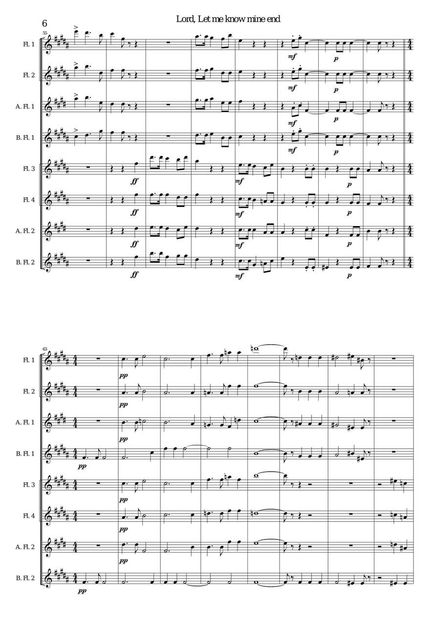 Lord, let me know mine end for flute octet or flute choir Flute Choir scores gallery preview page 6