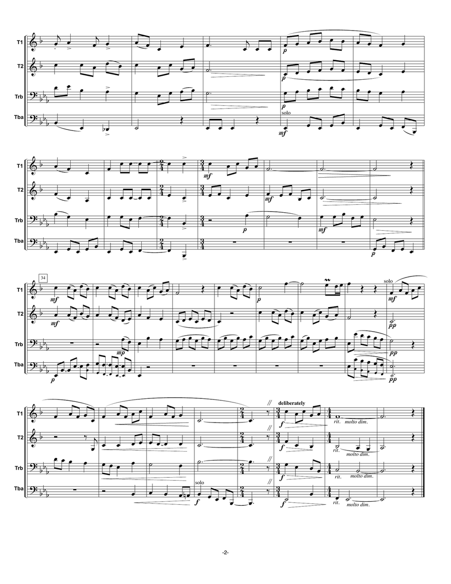 Nesem Vam Noviny (I Bring Good News) Traditional Czech Christmas Carol (for mixed brass quartet) Brass Quartet scores gallery preview page 2