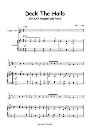 Deck The Halls for Solo Trumpet in Bb and Piano