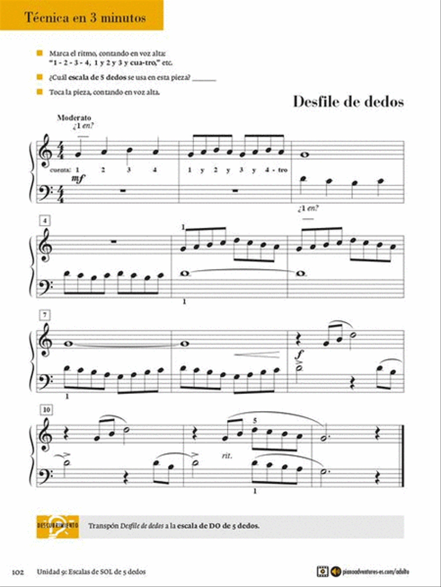 Adultos Piano Adventures Libro 1 Piano Method scores gallery preview page 7