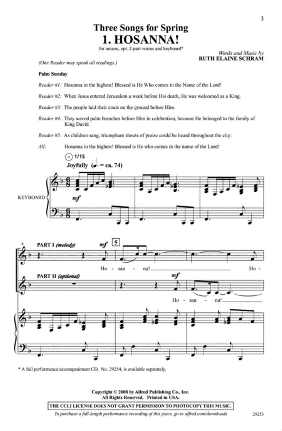 Three Songs for Spring Unison Choir scores gallery preview page 2