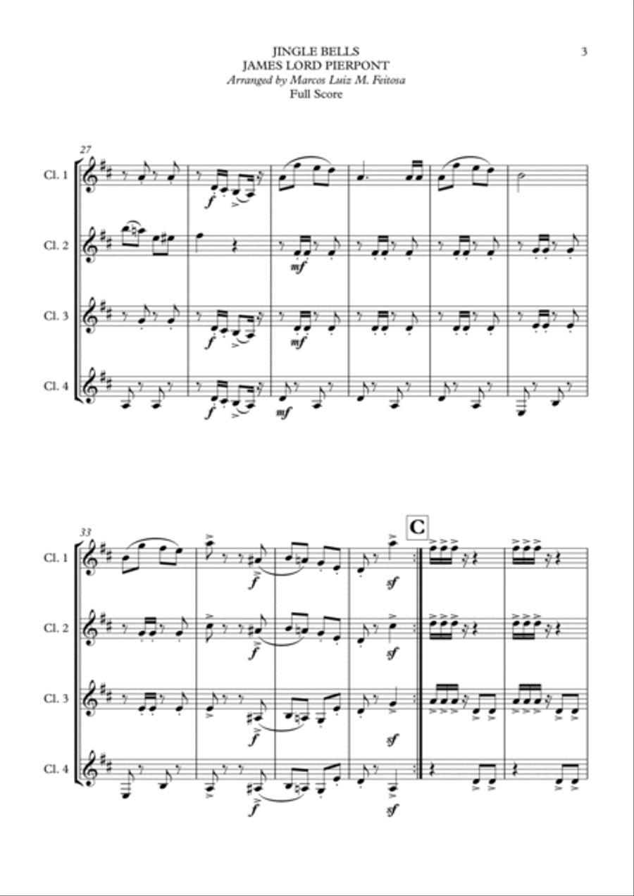 Jingle Bells - Clarinet Quartet Clarinet Quartet scores gallery preview page 5