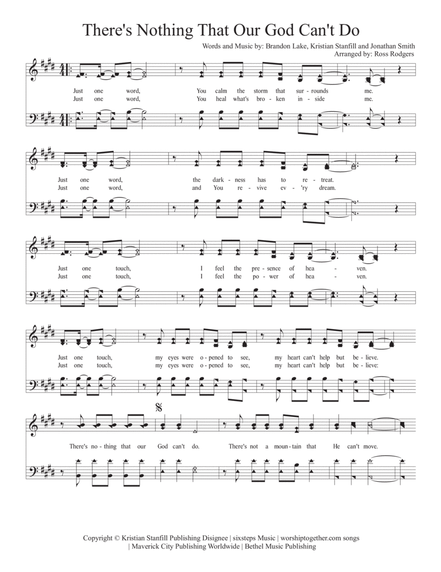 There's Nothing That Our God Can't Do 4-Part scores gallery preview page 1
