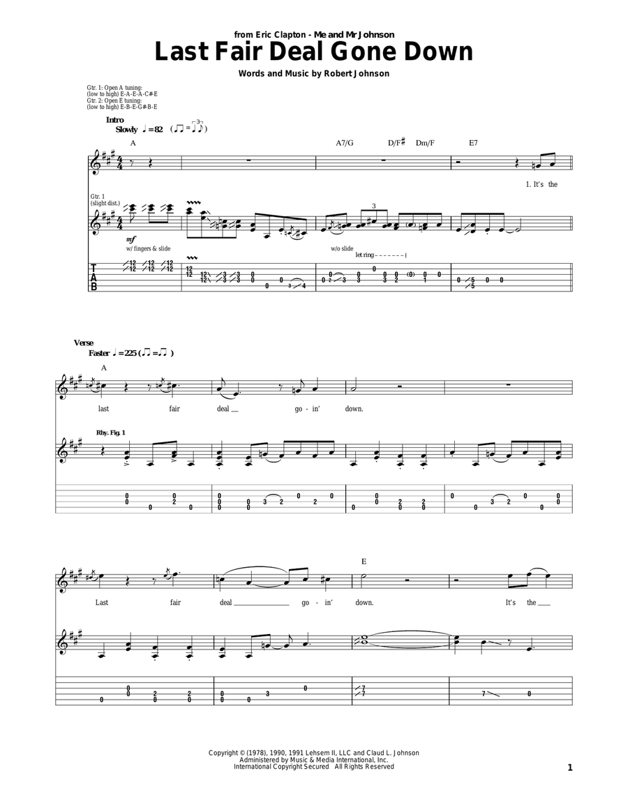 Last Fair Deal Gone Down Electric Guitar scores gallery preview page 1