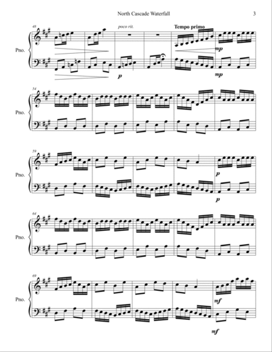 North Cascade Waterfall Piano Solo scores gallery preview page 3