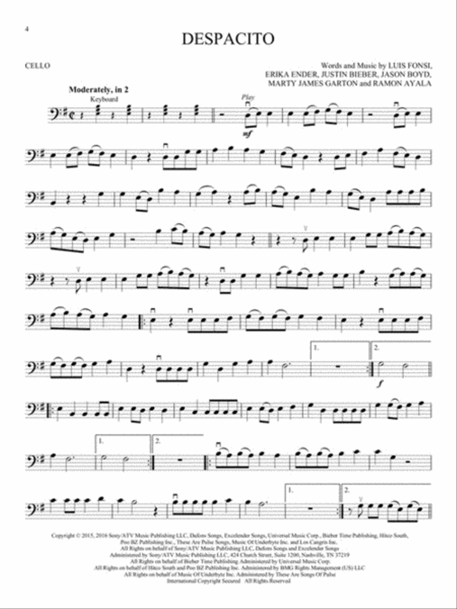 12 Pop Hits Cello scores gallery preview page 3
