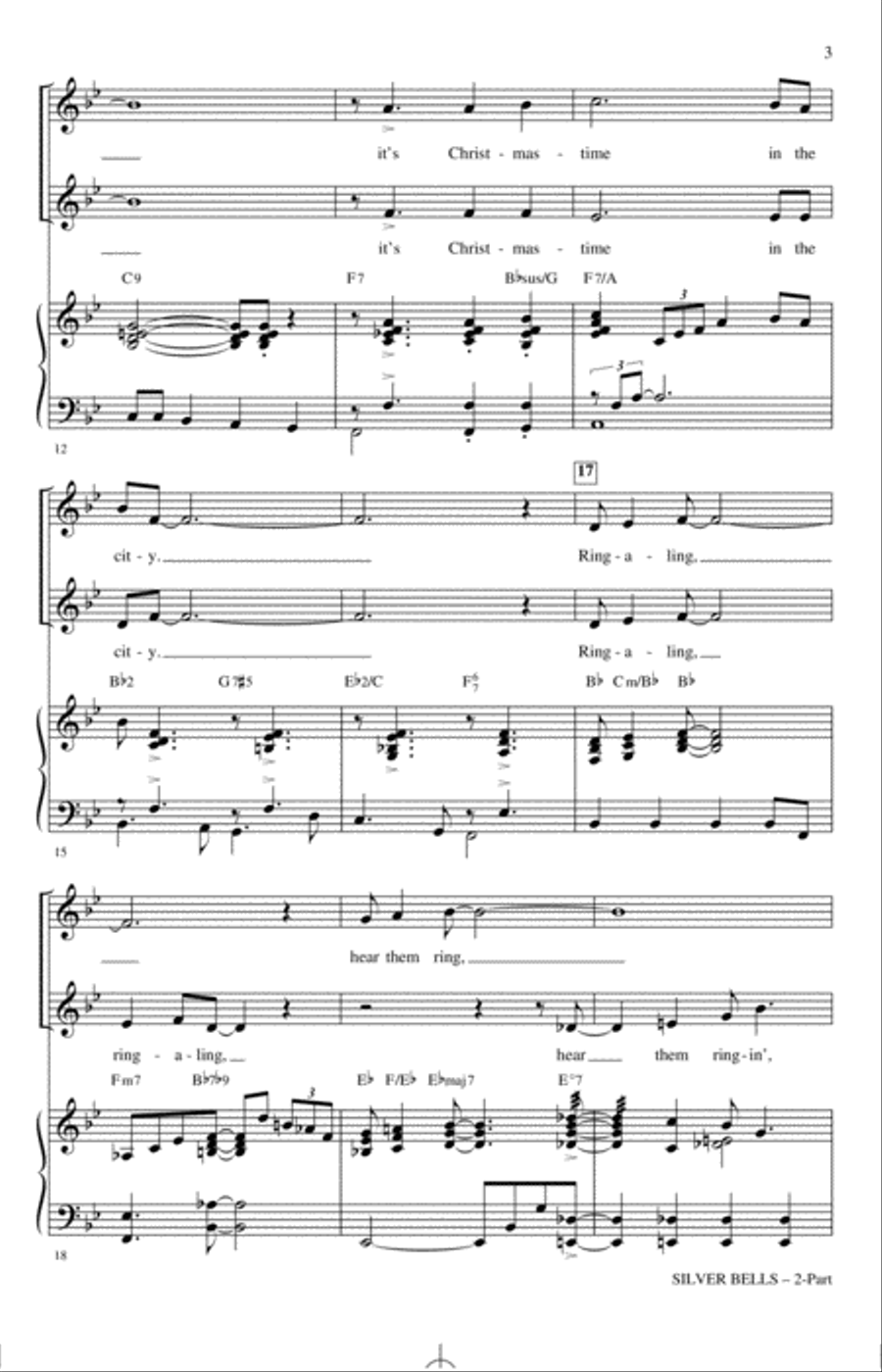 Silver Bells (arr. Mark Hayes) 2-Part scores gallery preview page 2