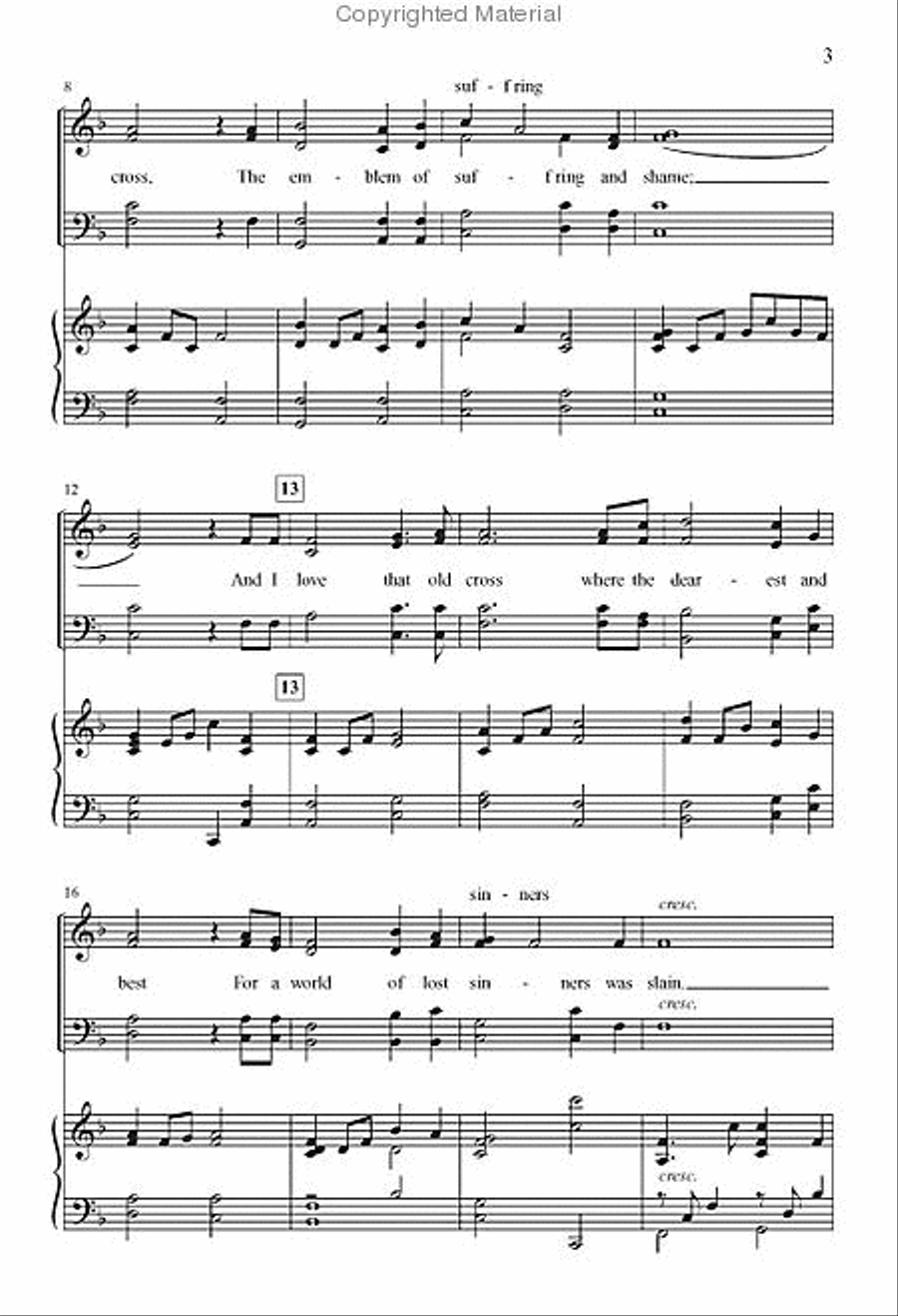 I'll Cherish the Cross 4-Part scores gallery preview page 3