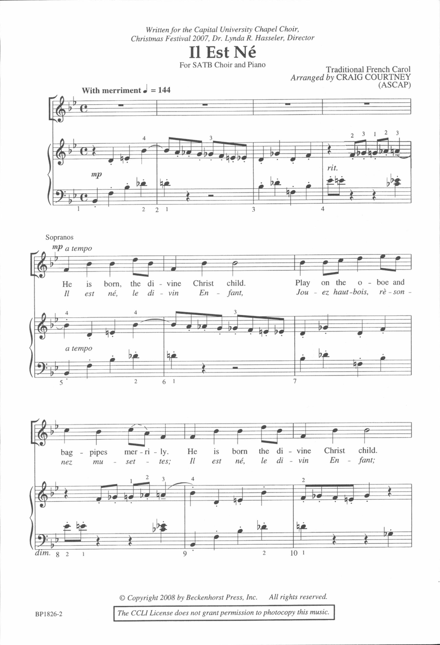 Il Est Ne Il Est Ne 4-Part scores gallery preview page 2