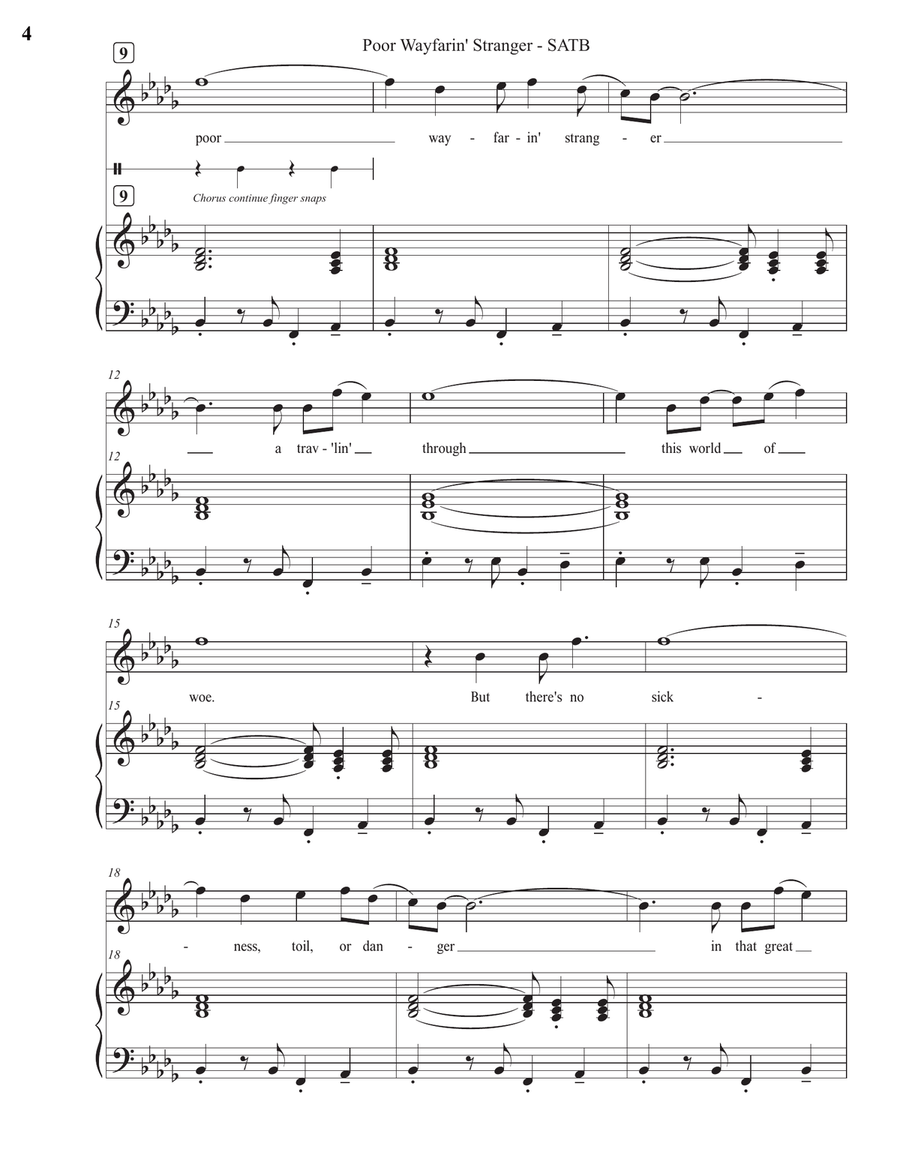 Poor Wayfarin' Stranger (SATB) 4-Part scores gallery preview page 4
