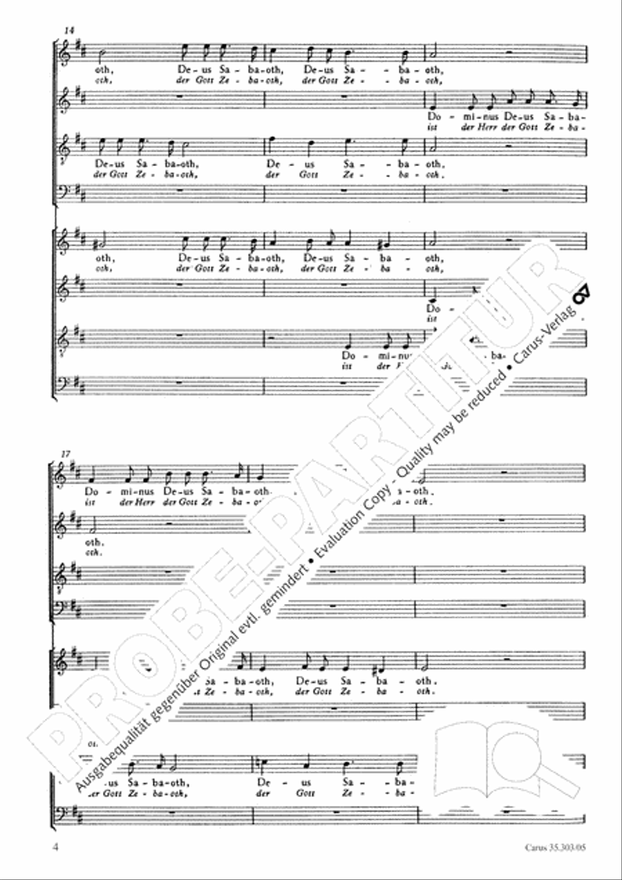 Sanctus in D major (Heilig) 4-Part scores gallery preview page 5