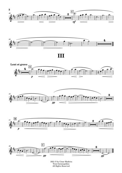 Three Gymnopedies by Satie - Bb Clarinet and Piano (Individual Parts) image number null