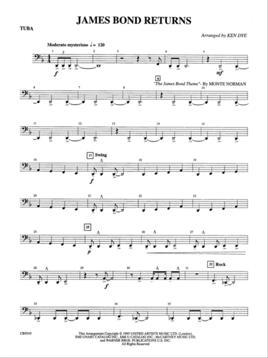 James Bond Returns: Tuba Concert Band scores gallery preview page 1