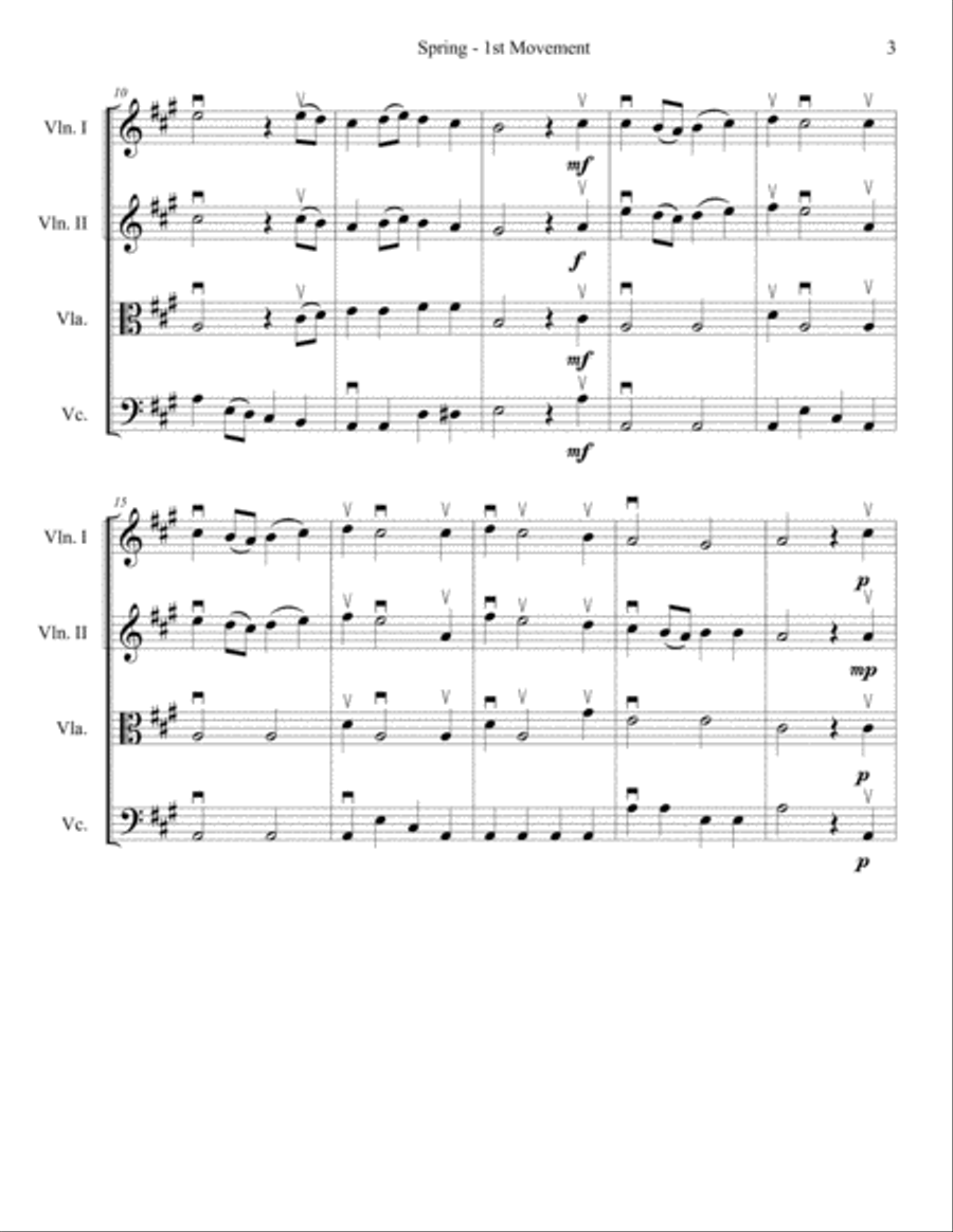 Spring from the Four Seasons String Quartet scores gallery preview page 3