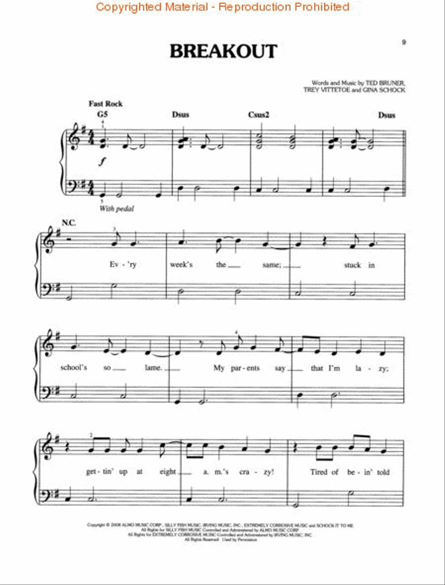 Miley Cyrus – Breakout Easy Piano scores gallery preview page 2