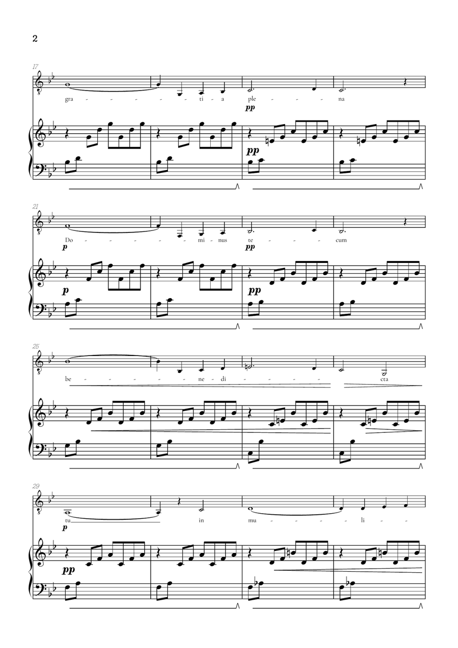 Bach / Gounod Ave Maria in B flat [Bb] • tenor sheet music with piano accompaniment Piano, Vocal scores gallery preview page 2