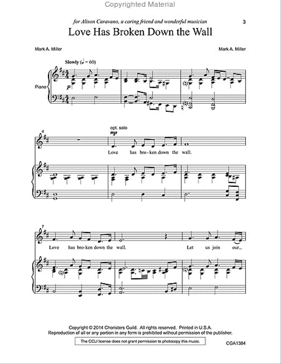 Love Has Broken Down the Wall 4-Part scores gallery preview page 2