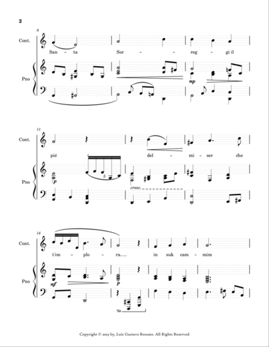 Mascagni - Ave Maria ( CONTRALTO - C Major) Piano scores gallery preview page 2