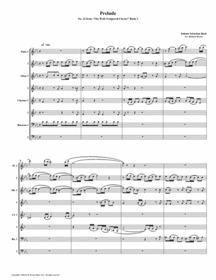 Prelude 22 from Well-Tempered Clavier, Book 1 (Woodwind Octet)