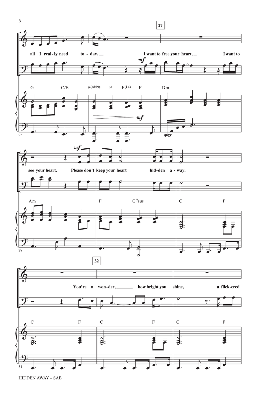 Hidden Away (arr. John Purifoy) 3-Part scores gallery preview page 4