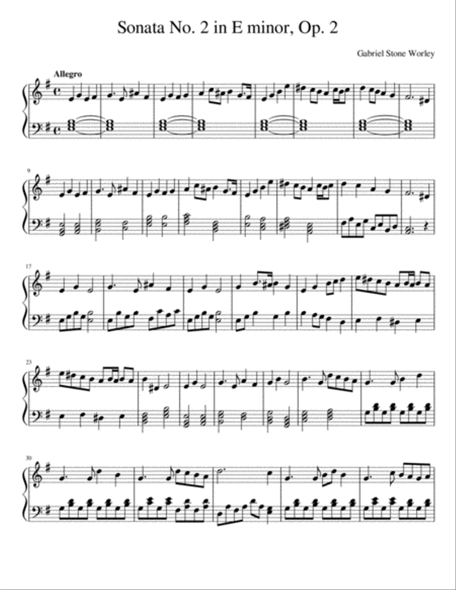 Sonata No. 2 in Em, Op. 2 Piano Solo scores gallery preview page 1