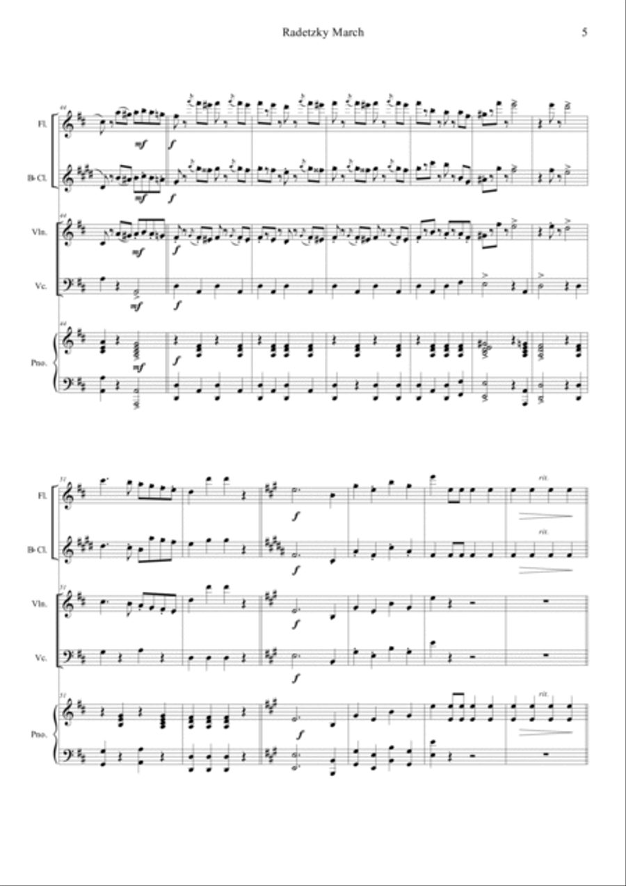 Radetzky Marsch Radetzky Marsch Clarinet scores gallery preview page 5