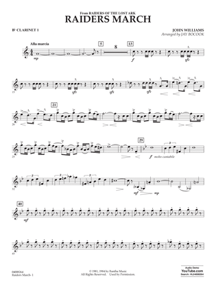 Book cover for Raiders March (from Raiders Of The Lost Ark) (arr. Jay Bocook) - Bb Clarinet 1