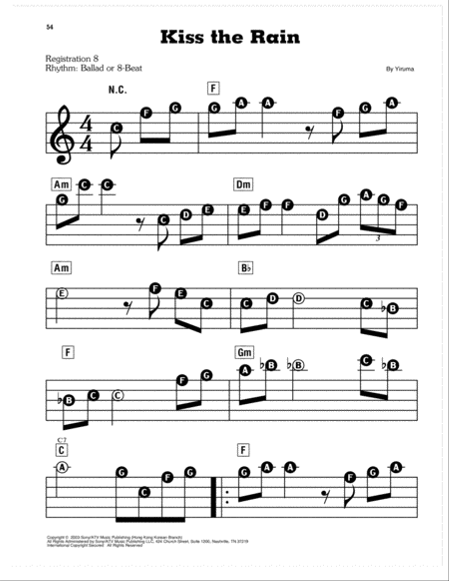 Kiss The Rain Electronic Keyboard scores gallery preview page 1