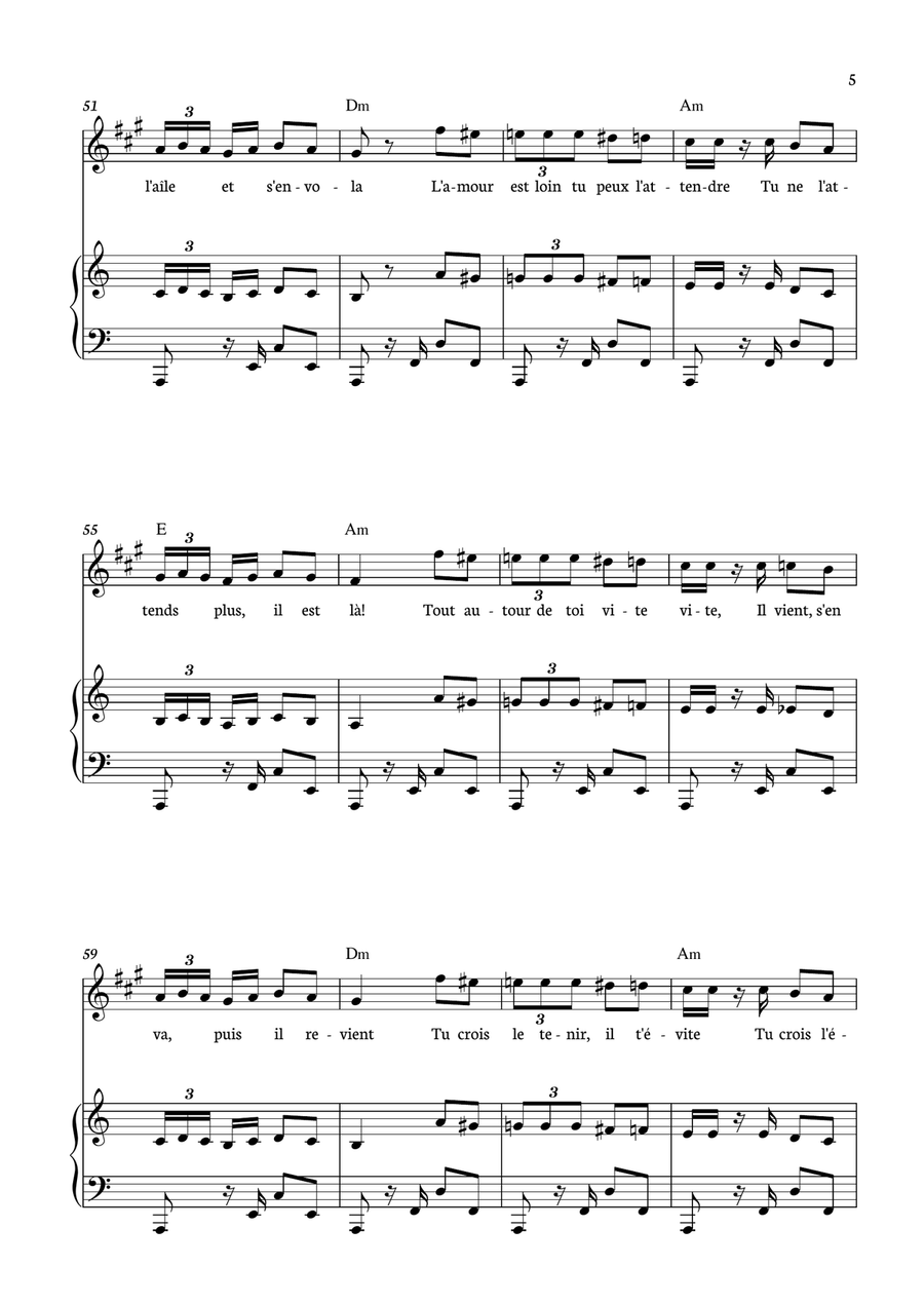Habanera from Carmen for Baritone Saxophone with piano and chords. Baritone Saxophone scores gallery preview page 5