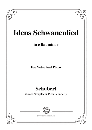Schubert-Idens Schwanenlied,in e flat minor,for Voice&Piano