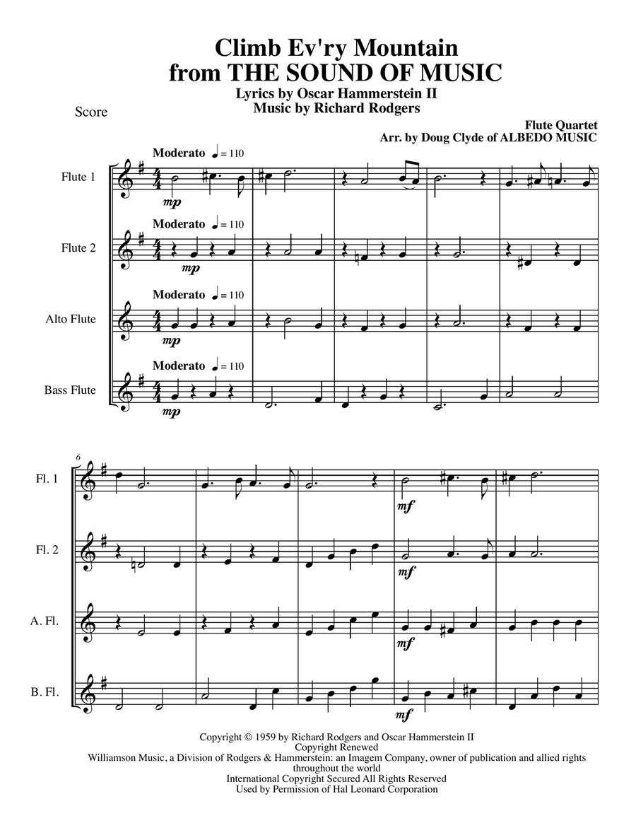 Climb Ev'ry Mountain Woodwind Quartet scores gallery preview page 1