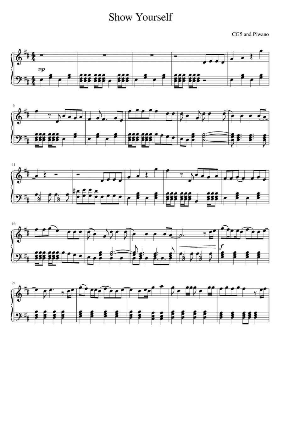 Show Yourself Piano Solo scores gallery preview page 1