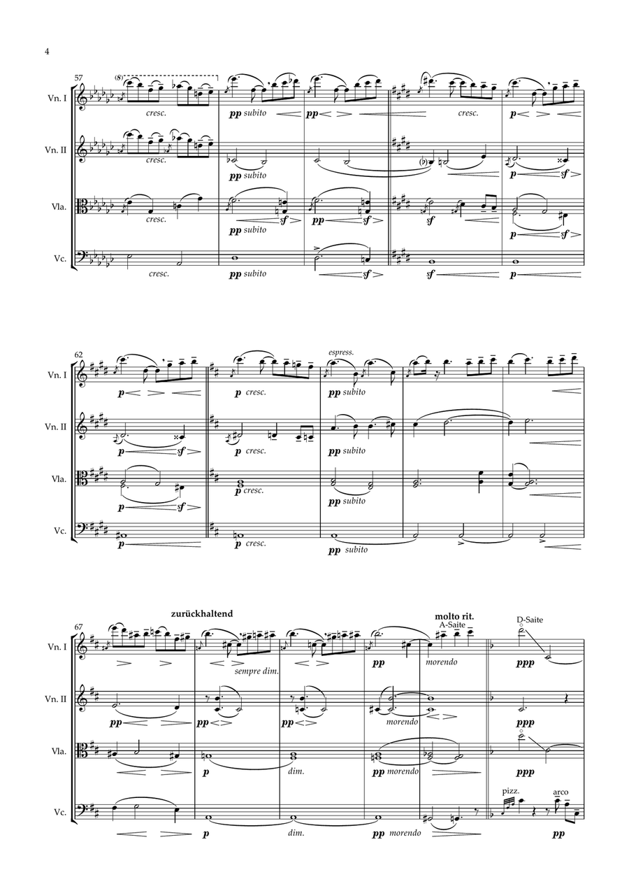 Adagietto from Symphony No. 5 String Quartet scores gallery preview page 4