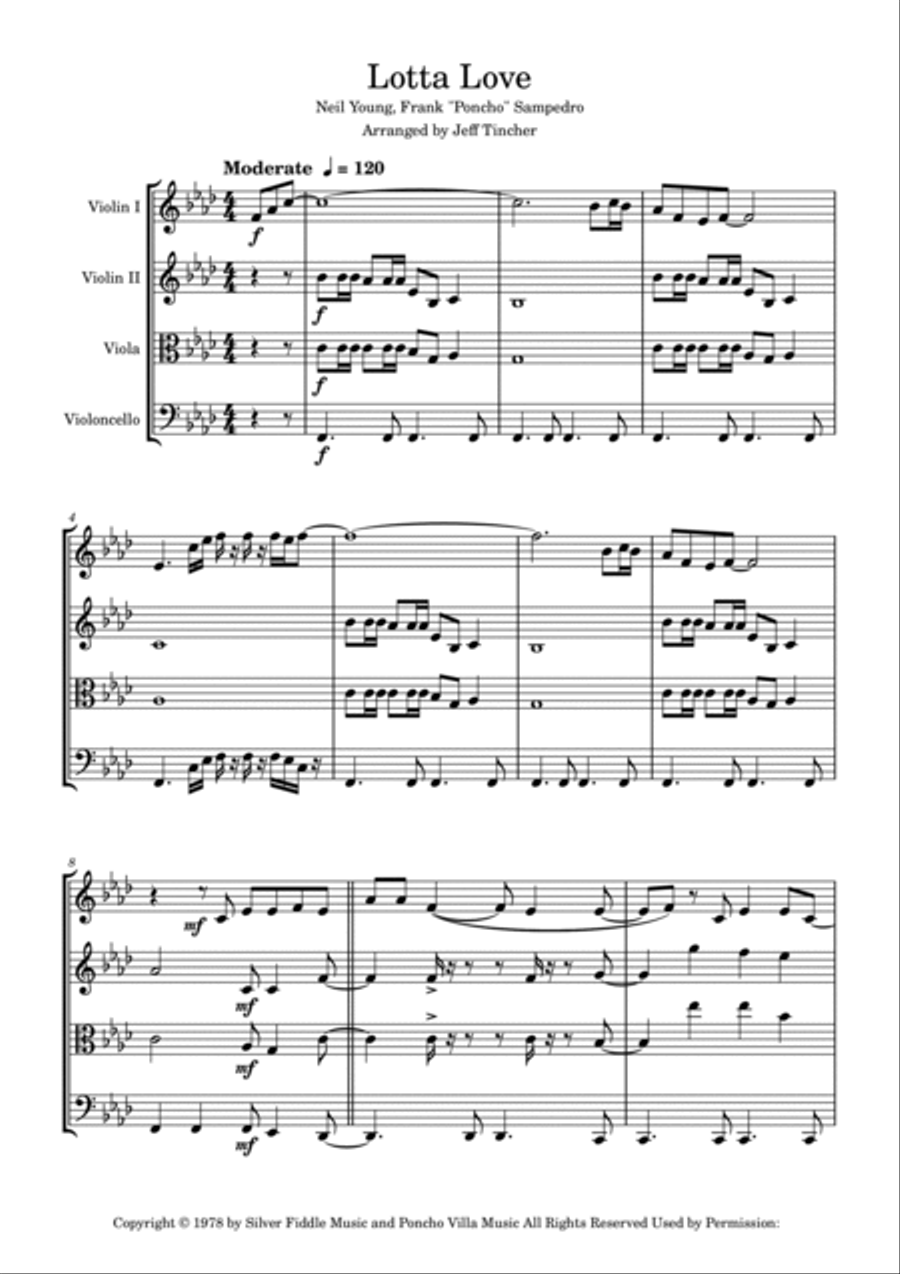 Lotta Love Lotta Love String Quartet scores gallery preview page 2
