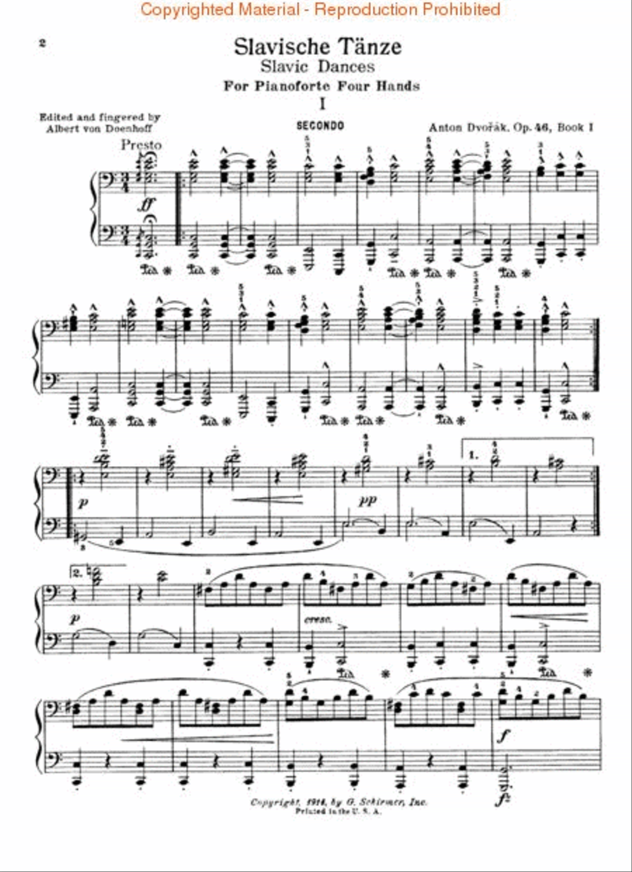 Slavonic Dances, Op. 46 – Books 1 & 2 1 Piano, 4-Hands scores gallery preview page 3