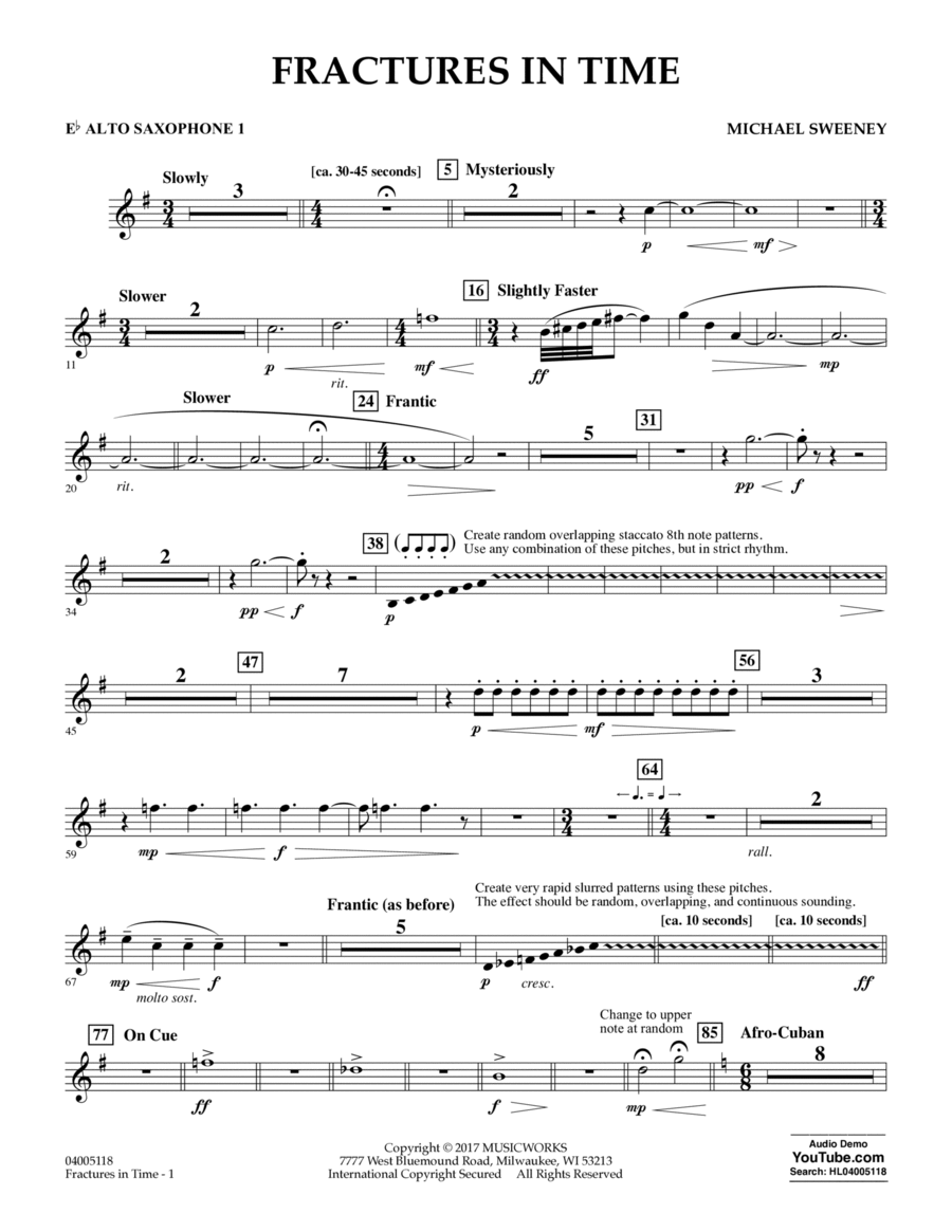 Fractures in Time - Eb Alto Saxophone 1 Alto Saxophone scores gallery preview page 1