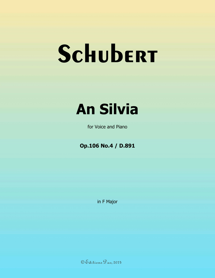 An Silvia, by Schubert, D.891, in F Major Voice scores gallery preview page 1