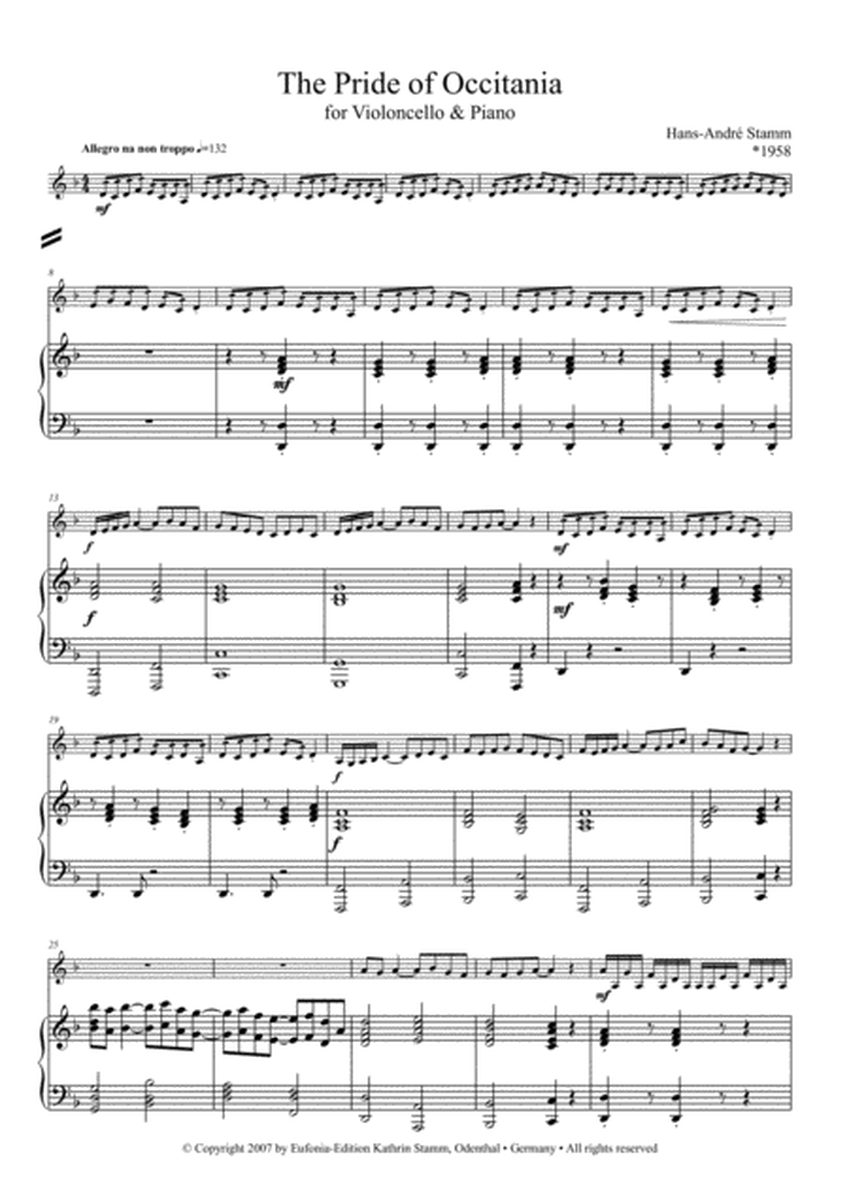 The Pride of Occitania for Cello (or Viola) and Piano