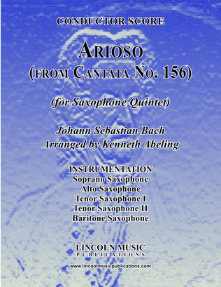 Book cover for Arioso - from Cantata No. 156 (for Saxophone Quintet SATTB)