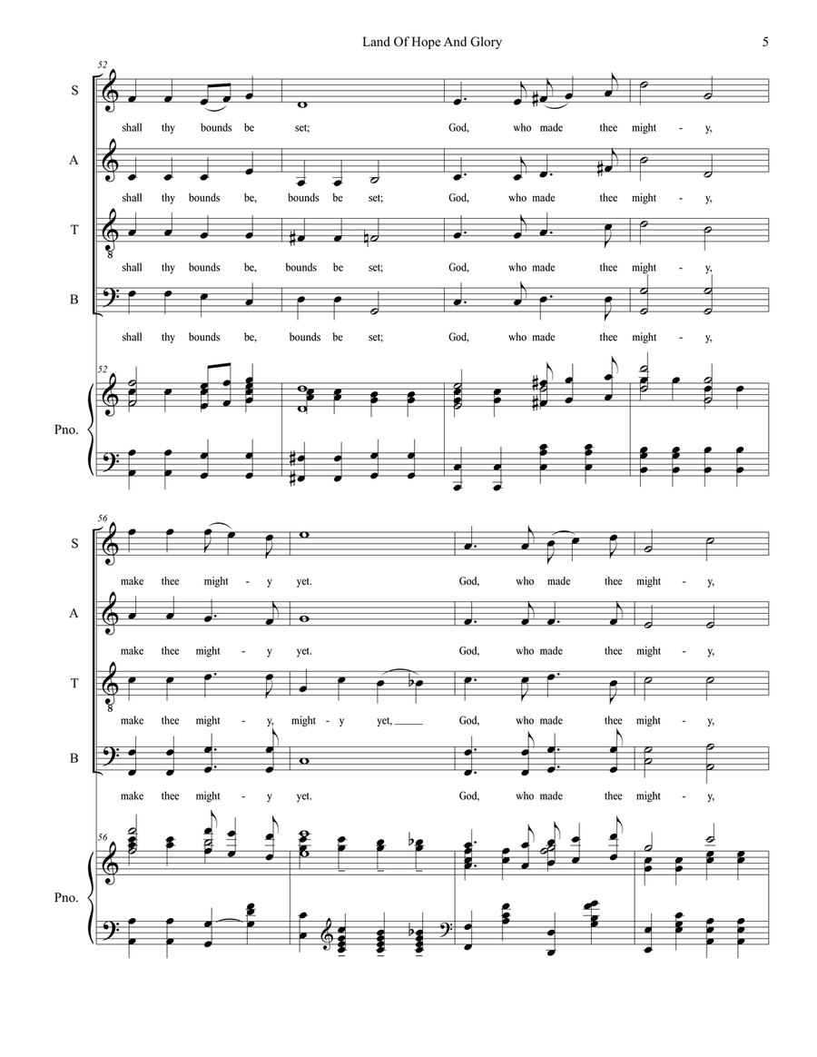 Land Of Hope And Glory (Solos and SATB) 4-Part scores gallery preview page 5